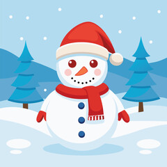 snowman with christmas tree