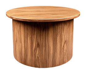 Round Wooden Table with Smooth Finish for Modern Interior Design isolated on transparent or white background, png