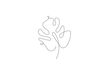 Modern single line art palm tree leaves design, Vector design Concept