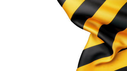 Black and Yellow Striped Fabric Wave isolated on transparent or white background, png