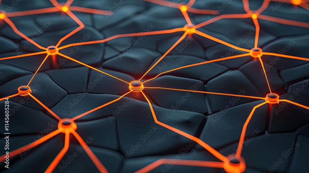 Poster capital cost concept. abstract digital network with glowing nodes and connections on a dark backgrou