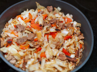 cabbage, carrot and meat