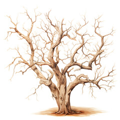 Fototapeta premium Realistic dead tree isolated on white and transparent background.