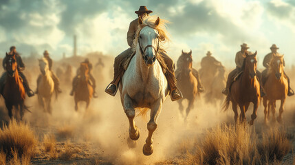running horse legs shot, Lead Indian bandit is riding horse in front of the team, parched land, cinematic shot in high resolution