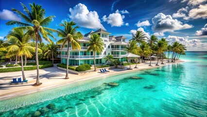 Stunning Tropical Beach Paradise: Azure Waters, White Sand, Luxury Resort