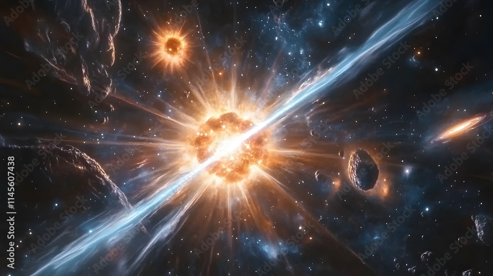 Aufkleber Cosmic explosion in space celestial event digital art vast universe aerial view stellar dynamics