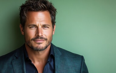 Confident businessman with a suit and a smile in a studio background, He looking at the camera
