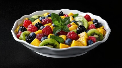 Colorful Mixed Berry and Tropical Fruit Salad