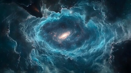 Stunning cosmic nebula formation outer space digital art celestial environment wide-angle view universe concept