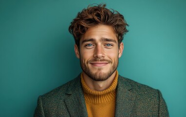 Confident businessman with a suit and a smile in a studio background, He looking at the camera