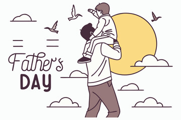 A design for Father?s Day featuring a heartwarming scene of a father and child B.eps