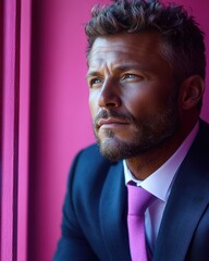 Fototapeta premium portrait business man wearing a suit with a beard