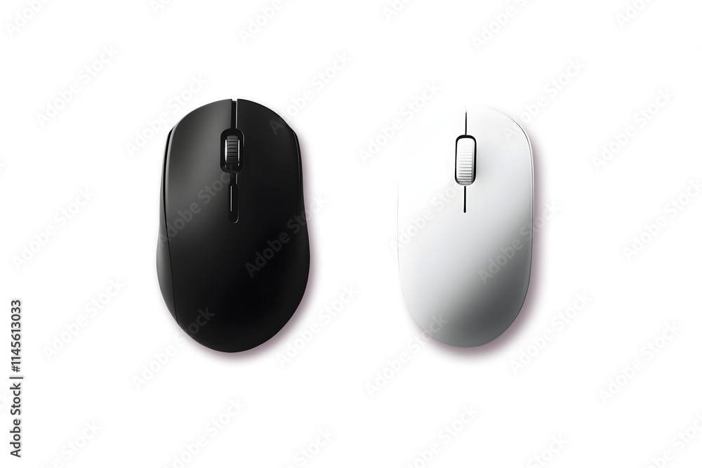 Poster white wireless computer mouse on transparent background