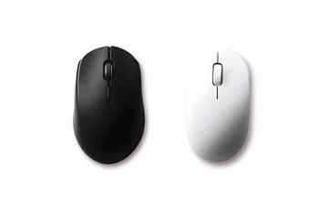 White wireless computer mouse on transparent background