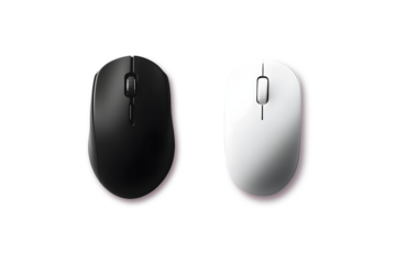 White wireless computer mouse on transparent background