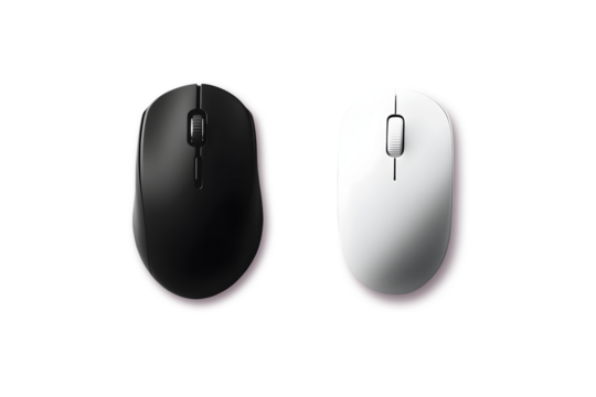 White wireless computer mouse on transparent background