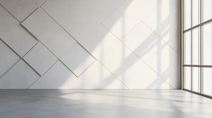 Obraz premium Bright Modern Interior with Geometric Wall Texture and Natural Light