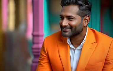 Naklejka premium Confident businessman with a suit and a smile in a studio background, He looking at the camera
