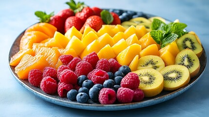 Colorful Fresh Fruit Platter With Berries And Citrus