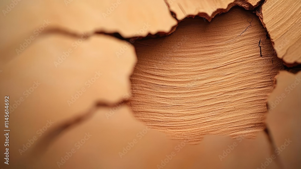 Poster macro natural idea. close-up of a textured wooden surface showcasing natural patterns and fissures.