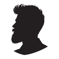 Silhouette of Bearded Man Profile Vector Graphic