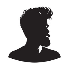 Modern silhouette portrait of a bearded man with fashionable hairstyle