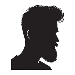 Stylish silhouette of a man with beard and cool hairstyle vector