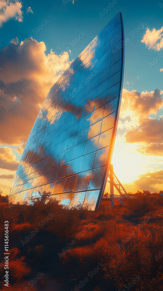 Poster impressive modern architecture featuring a large building with expansive window showcasing urban lan