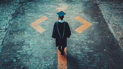 A graduate stands at a crossroads, contemplating their future direction after completing their studies.