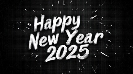 Happy New Year 2025 greeting on black background. (10)