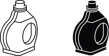 Unique Bottle Design Line Art and Solid Black Illustrations