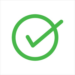 Checkmark Icon Vector Logo template isolated on white background. Check list button icon. Check mark in round sign.