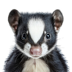 Fototapeta premium Front view close up of an extremely perfect looking single skunk isolated on a white transparent background