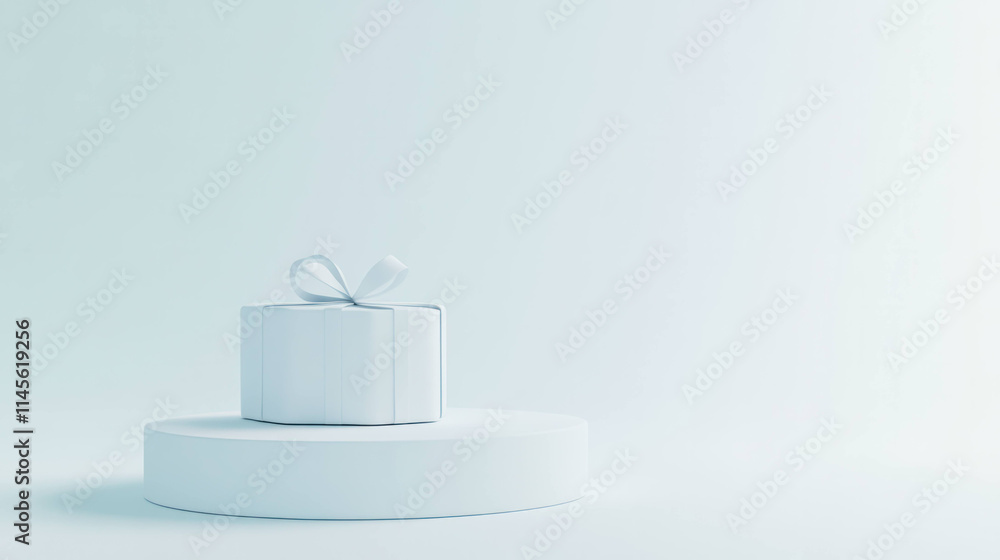 Aufkleber Minimalist gift box on platform with soft edges and gradient shadows, creating clean aesthetic