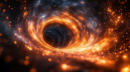 Obraz premium A black hole distorts hyperspace and stars against a dark universe background, a wallpaper design for astronomy and astrology enthusiasts, exploring the concept of time travel.