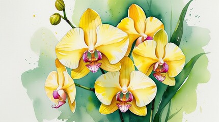 The petals are painted in soft shades of yellow, with delicate brushstrokes that highlight the flower&rsquo;s graceful form