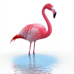 Obraz premium A pink flamingo stands in a body of water