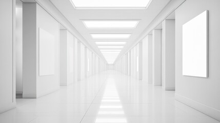 Obraz premium Endless White Corridor: A Minimalist Architectural Interior