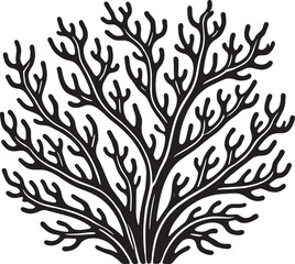 Underwater Sea coral silhouette vector illustration isolated on a white background