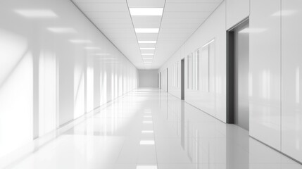 Fototapeta premium Clean Modern White Corridor Interior Design: Architectural Photography