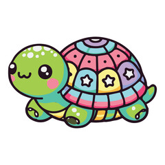 Cute turtle tortoise, cartoon vector illustration. Icon, mascot, logo, animal style
