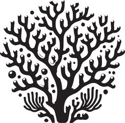 Underwater Sea coral silhouette vector illustration isolated on a white background