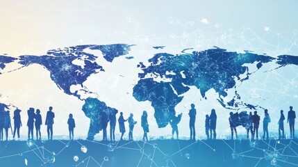 vector illustration of different professions people on planet worldwide job market concept
