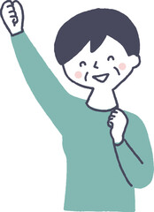 ガッツポーズをするシニア女性