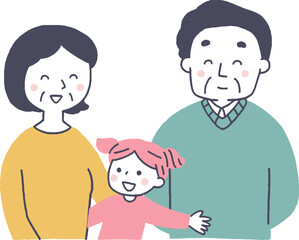 笑顔の孫とその祖父母