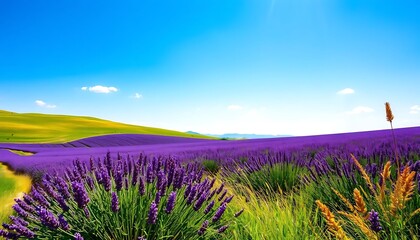 Lavender Fields Underneath a Vivid Blue Sky