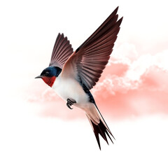 Obraz premium Beautiful swallow Clipart, isolated on a white background, swallow Generative AI.
