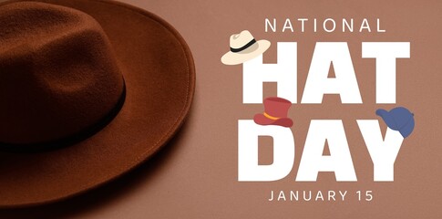 Banner for National Hat Day with felt hat