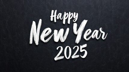 Happy New Year 2025 white text on black background. (1)