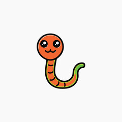 Fototapeta premium Funny snake character isolated on white background. Vector illustration for card, sticker, calendar.